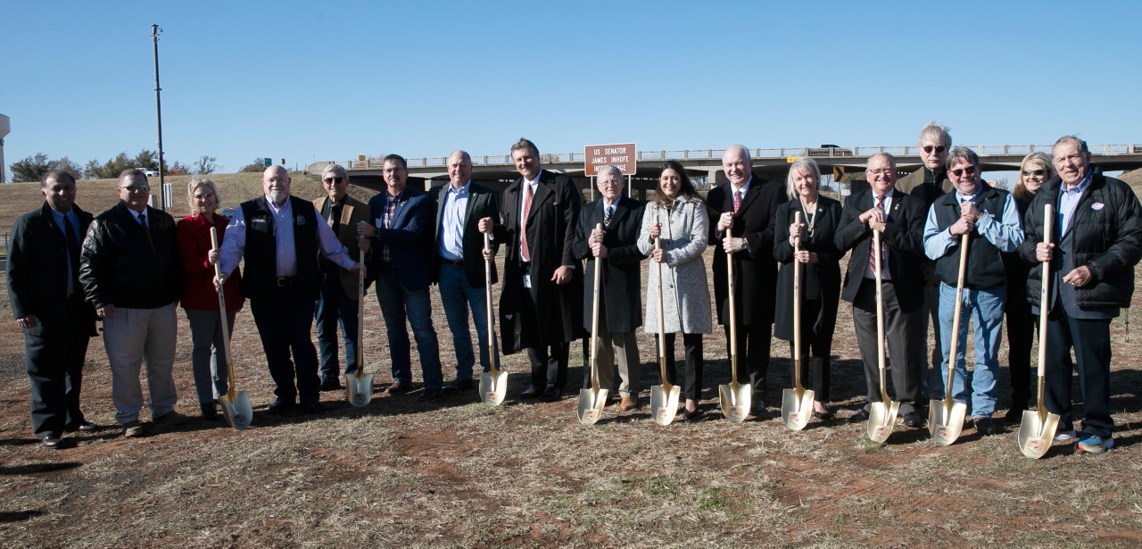 Dignitaries and Midwest City community members broke ground Tuesday at the U.S. Sen. James Inhofe Interchange at I-40 and Douglas Blvd. in Midwest City. This more than $170 million project is expected to begin in early 2023.