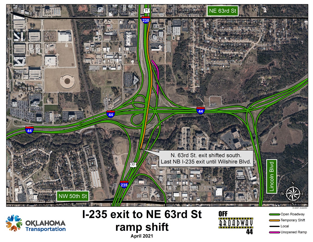 I-235 and N. 63rd St. exit temporary shift
