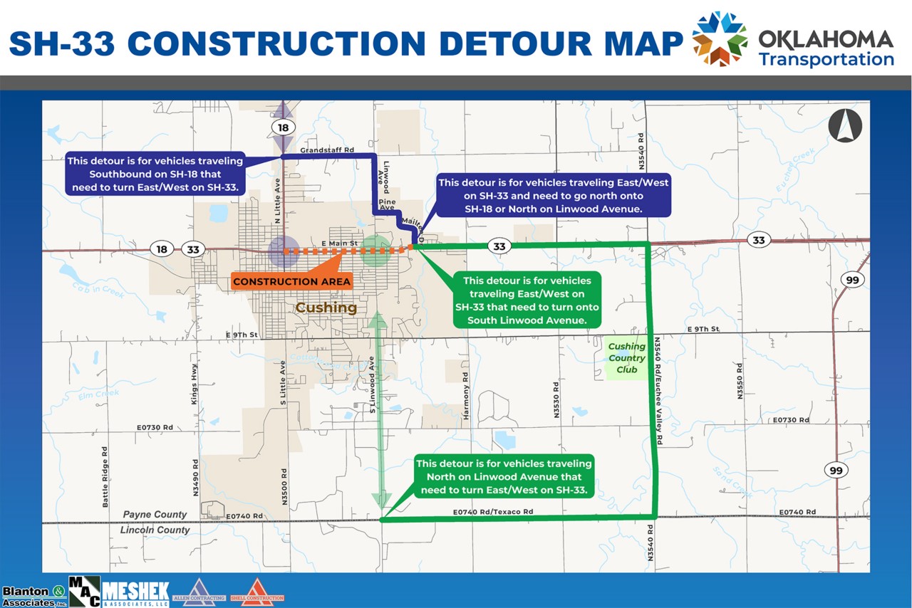 SH-33 Construction Detour Map