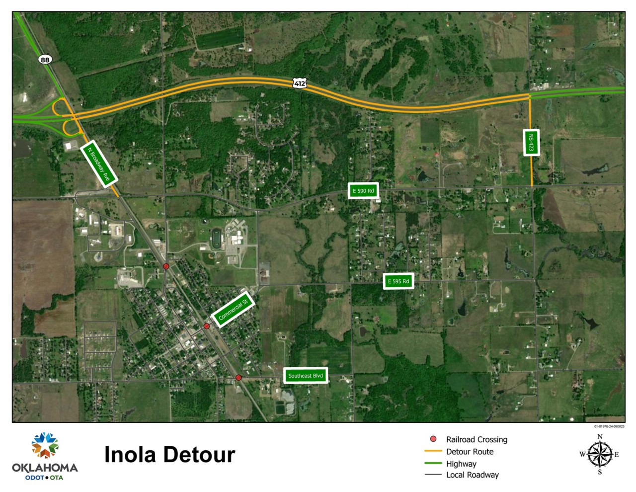 Inola Railroad detour map
