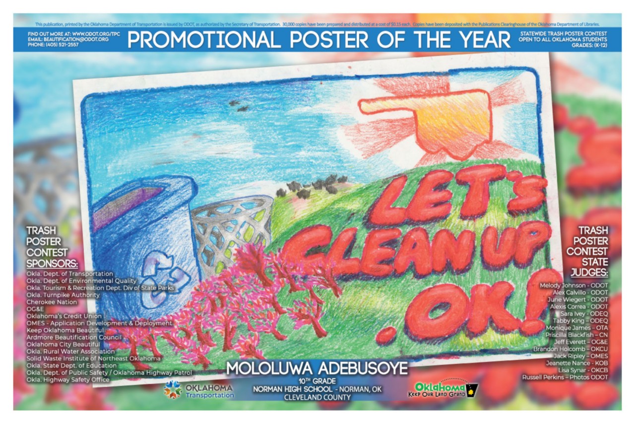 Promotional Poster Of The Year 2023-2024 ODOT Trash Poster Contest