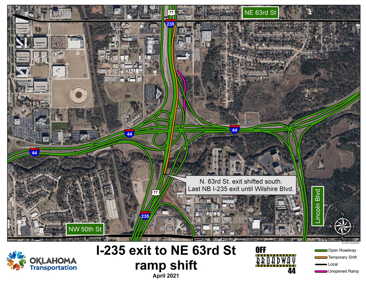 I-235 and N. 63rd St. exit temporary shift