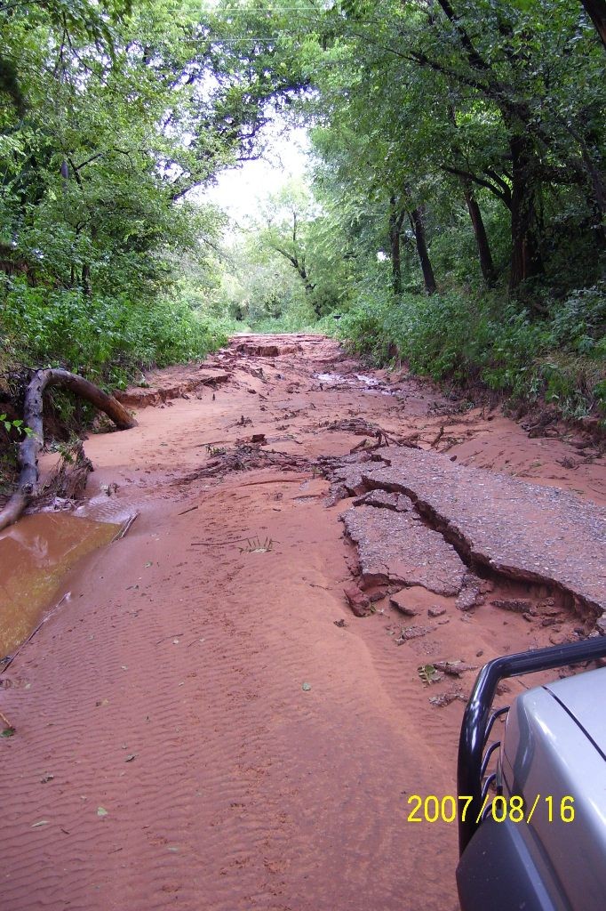 Flood damaged road
