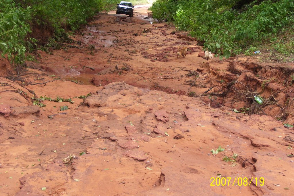 Flood damaged road