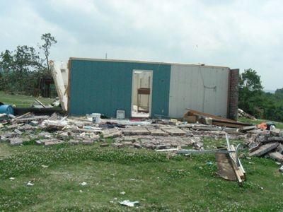 Tornado damaged building