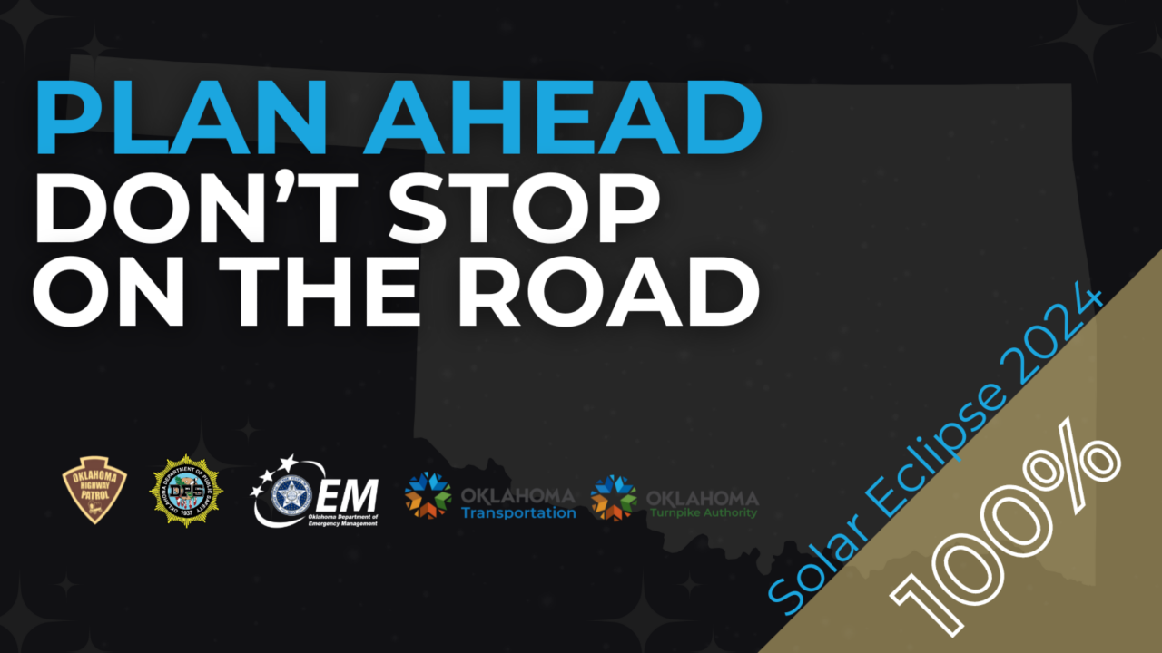 plan ahead, don't stop on the road. Solar Eclipse 2024. 100% 