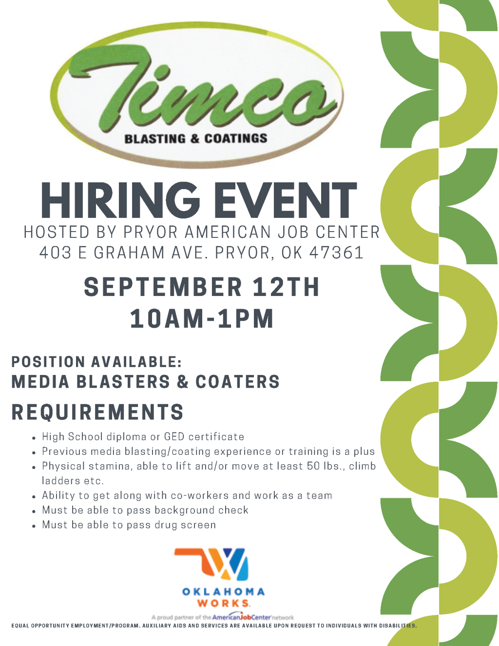 Hiring Event - Pryor