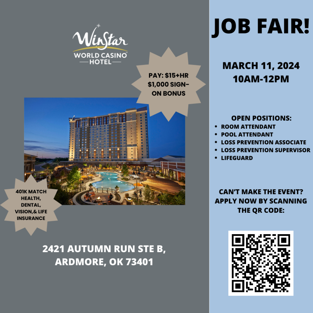 WinStar World Casino Hotel Hiring Event - Ardmore WinStar World Casino Hotel Hiring Event - Ardmore