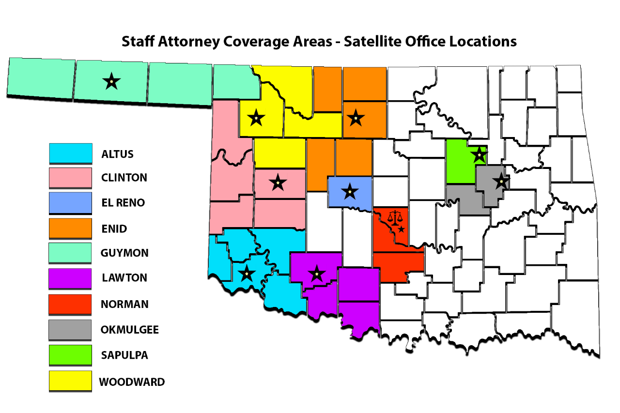 Staff Attorney Coverage Areas - Satellite Office Locations