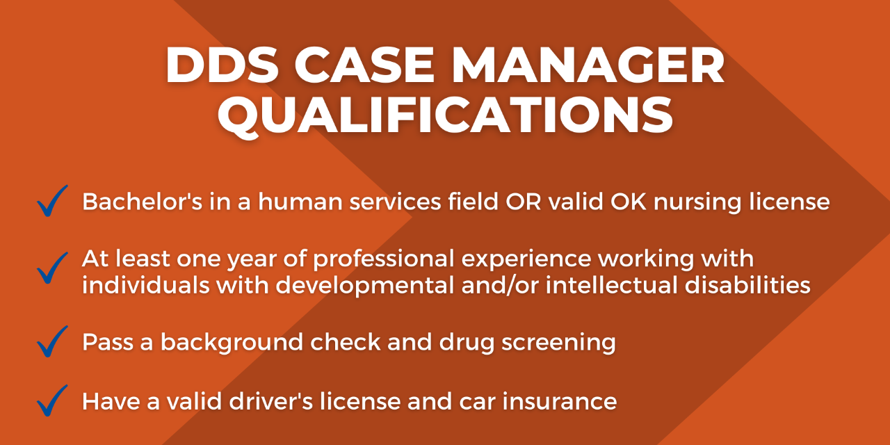 Image titled describing DSS Case Manager Qualifications. For more information, contact Ryan Stewart at Ryan.Stewart@okdhs.org.