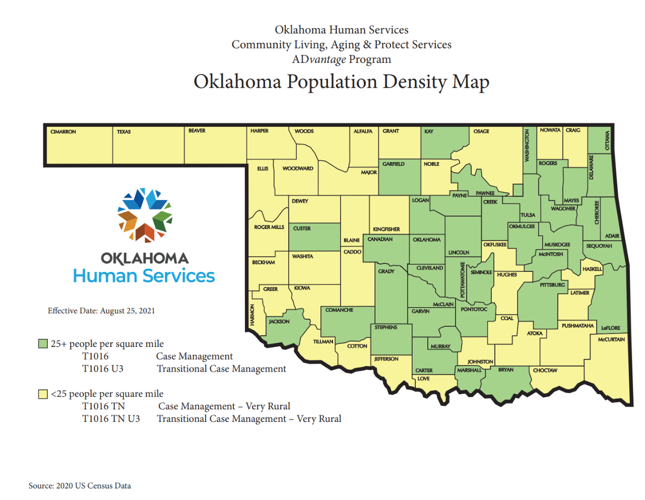 Map of Oklahoma Population Density