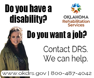 Do you have a disability? Do you want a job? contact DRS. We can help. www.okdrs.gov | 800-487-4042. Woman smiling. DRS logo.