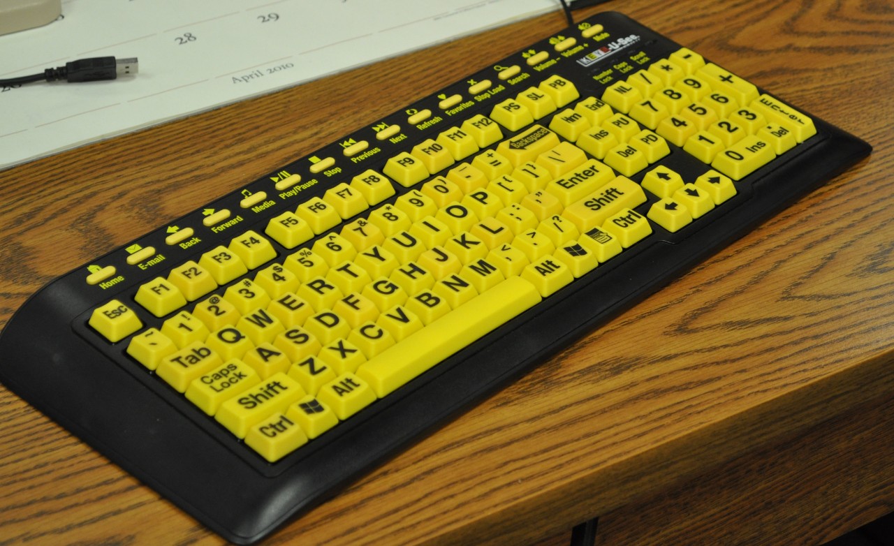 A special computer keyboard that make easier for peopele with visual impairments to use.