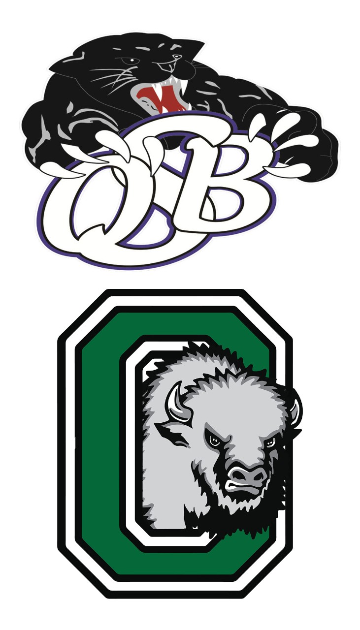 2 logo. Snarling panther holds OSB in claws. Bison head inside big O.