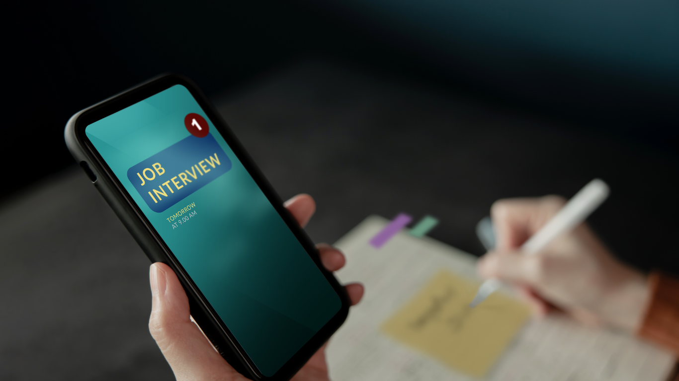 Job Interview notification on a mobile phone