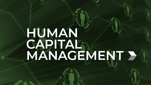 dark green tile with text "human capital management"