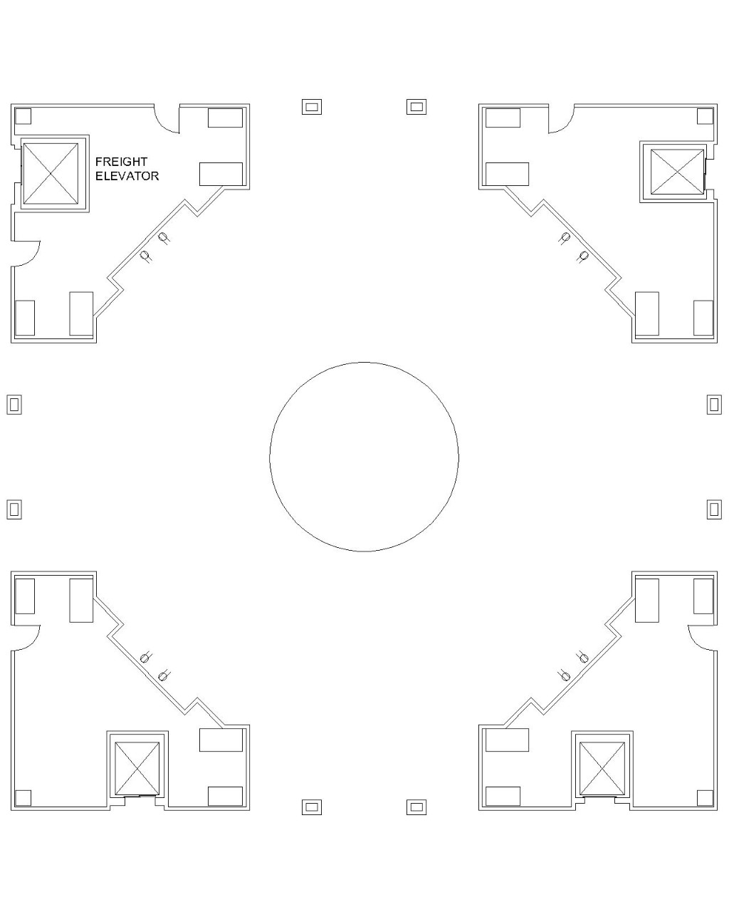 Line drawing of the layout of the Second Floor Rotunda of the Oklahoma State Capitol.