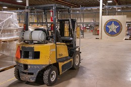 Forklift inside a state of Oklahoma warehouse