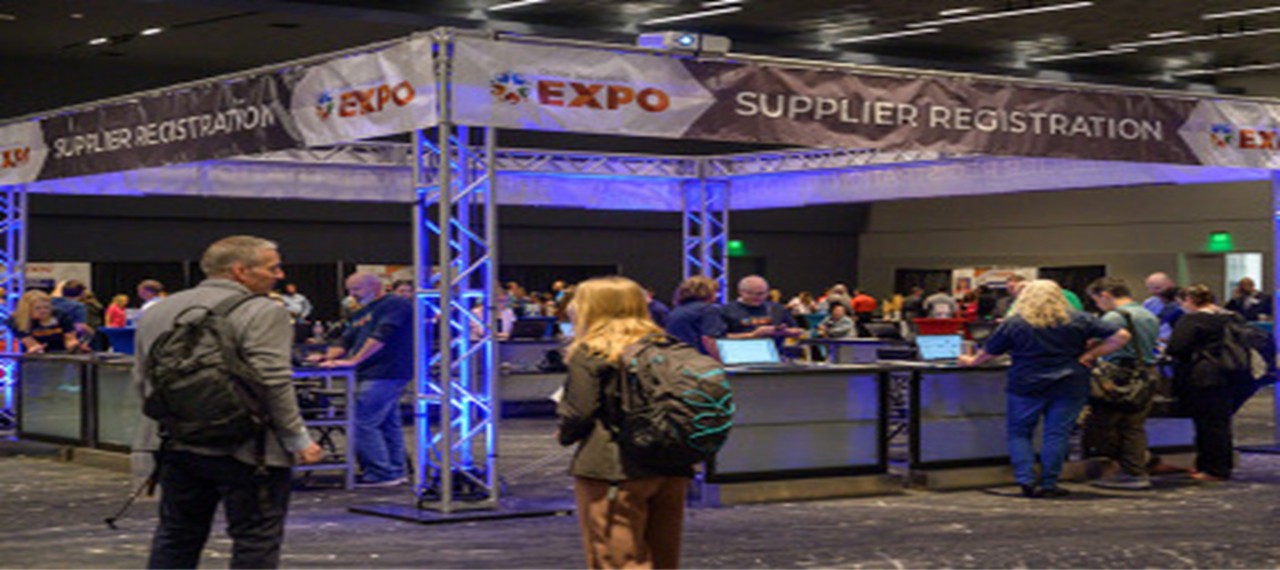 Supplier registration booth at the 2023 Expo.