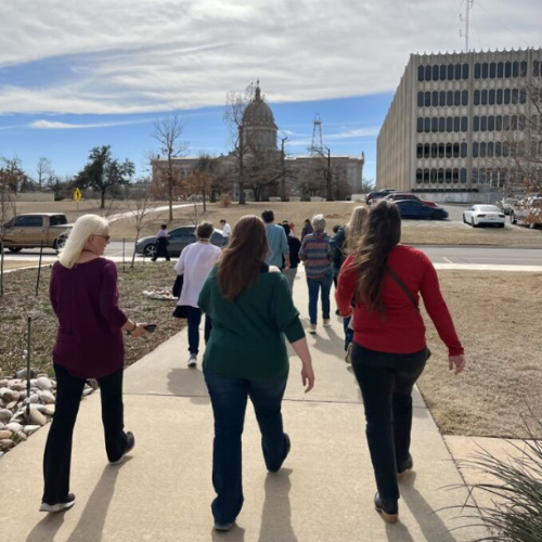 Group walking south toward Capitol Group walking south toward Capitol