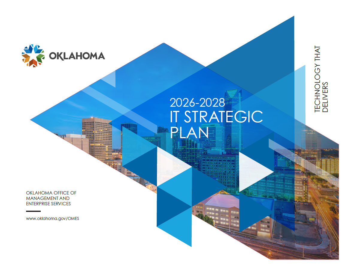 Cover art for the Fiscal Years 2026-2026 IT Strategic Plan prepared by OMES Information Services.