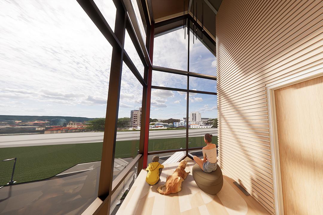 Rendering of the proposed location's third-floor beacon porch.