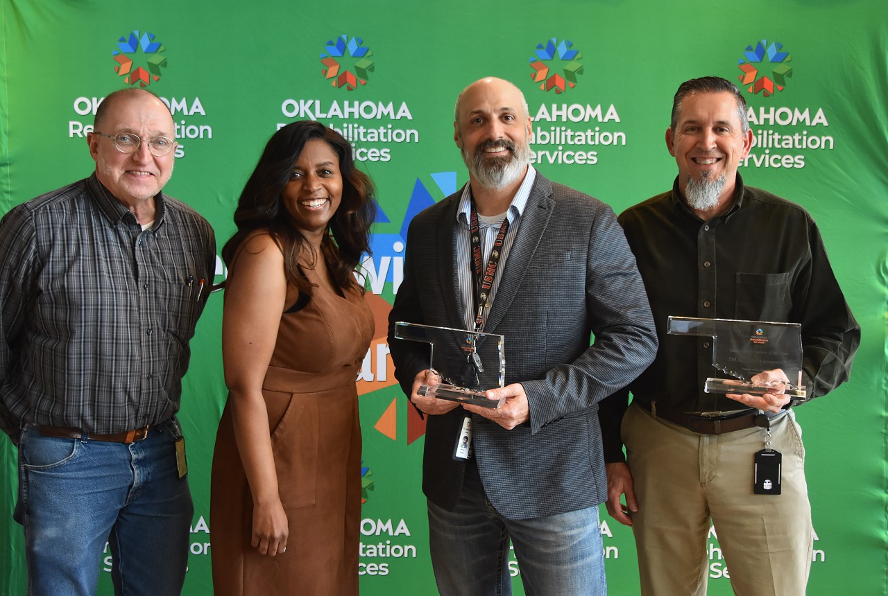 From left, OMES Senior Construction Project Manager Daniel Linehan, OMES Deputy General Counsel Mary Jackson, Nathan Wald and Darren Garvin.