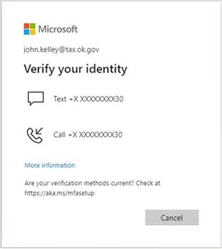 Screenshot of Microsoft Multifactor Authentication verification.