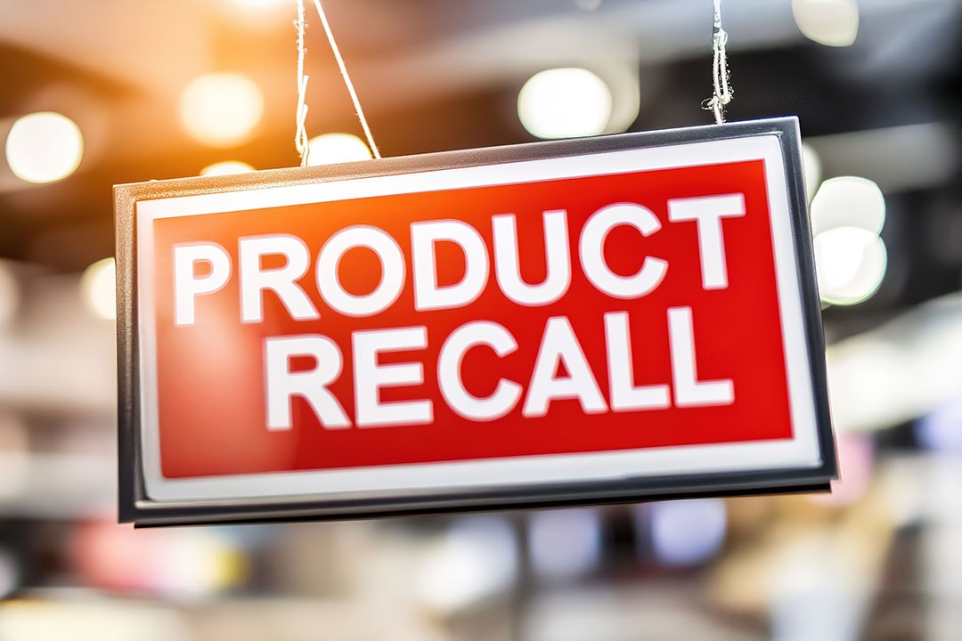 Sign that reads product recall