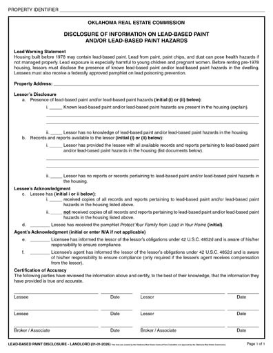 2026 Lead-Based Paint Landlord Disclosure