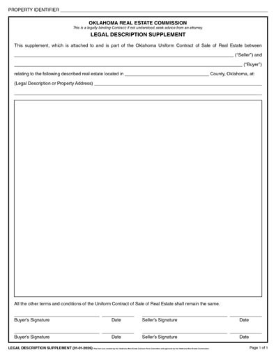 2026 Legal Description Supplement