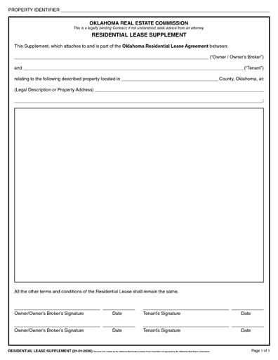 2026 Residential Lease Supplement