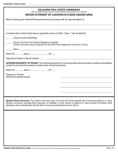 2026 Residential Lease Flood Notice Form