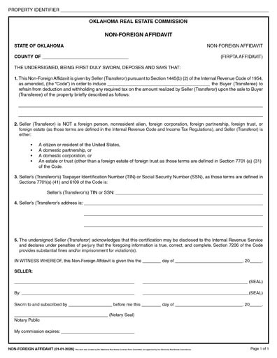 2026 Non-Foreign Affidavit