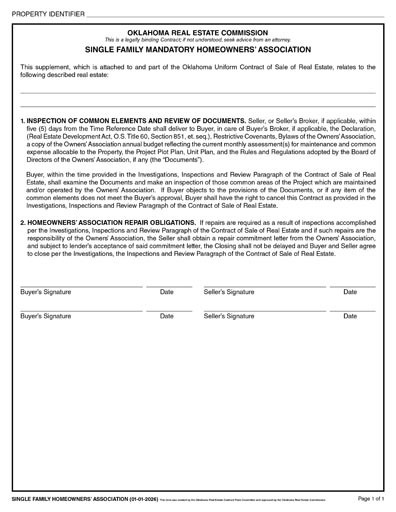 2026 Single Family Homeowners Association