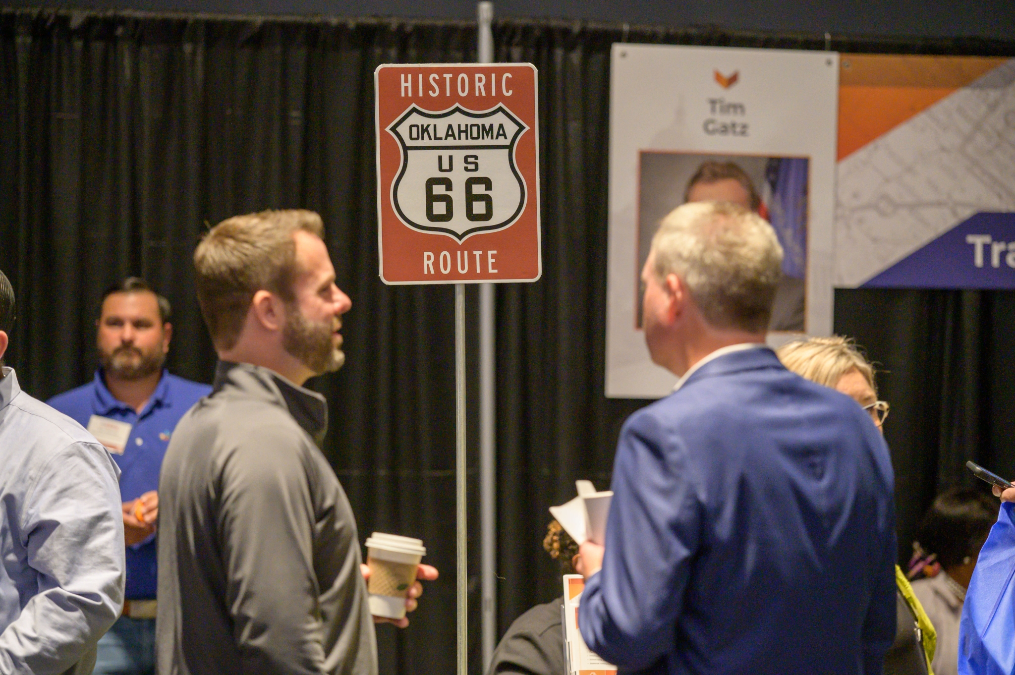 Historic Route 66 sign at the Transportation cabinet booth.
