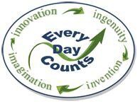 every day counts logo with text, innovation, ingenuity, invention, imagination