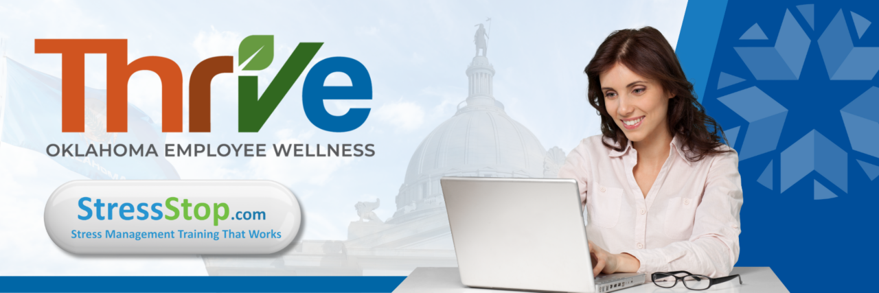 Web banners (1800 x 600 px) - Thrive Oklahoma Employee Wellness - StressStop.com: Stress management training that works