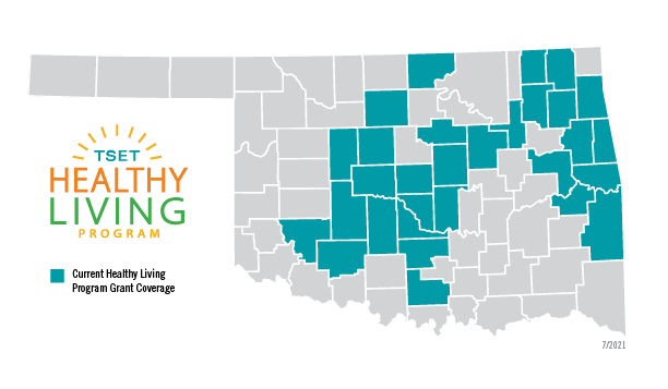 TSET Healthy Living Program Map of Oklahoma Counties