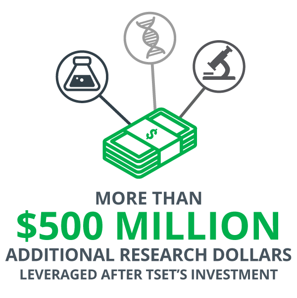 More than $500 million additional research dollars leveraged after tset's investment