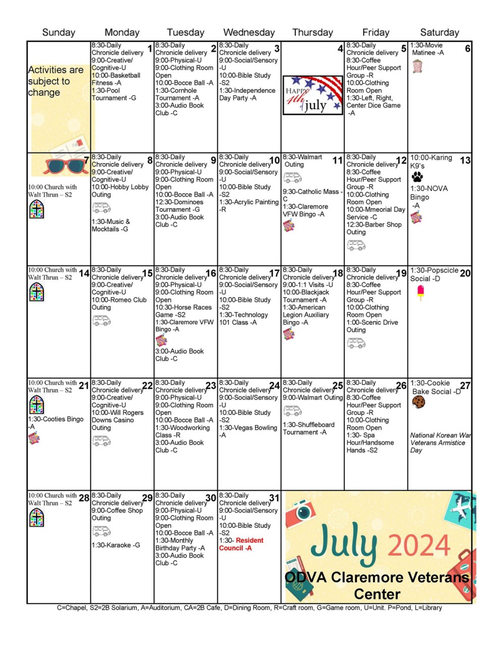 Claremore July 2024 Calendar