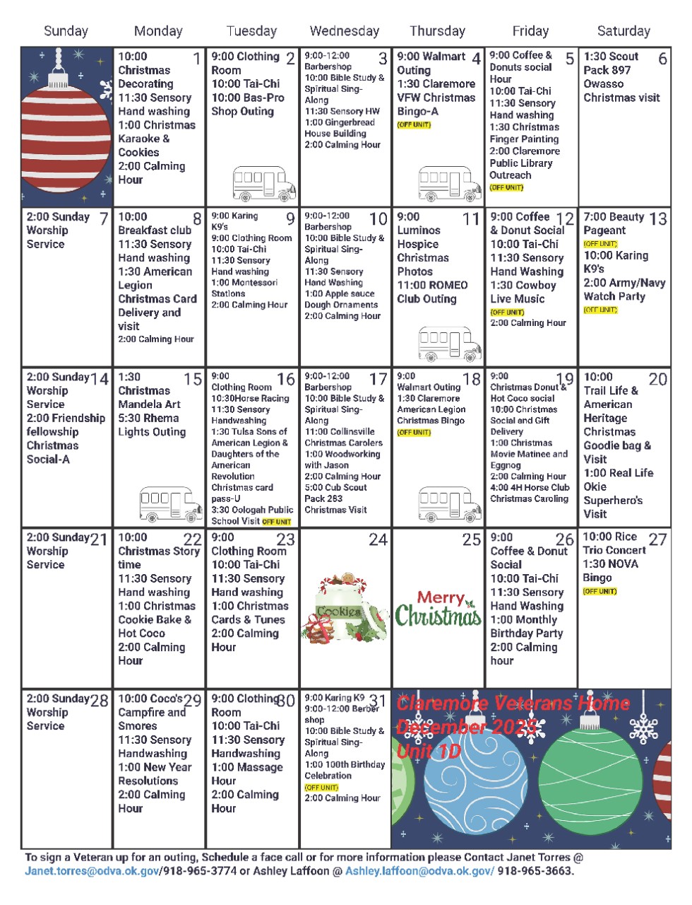 Claremore December 2025 Calendar