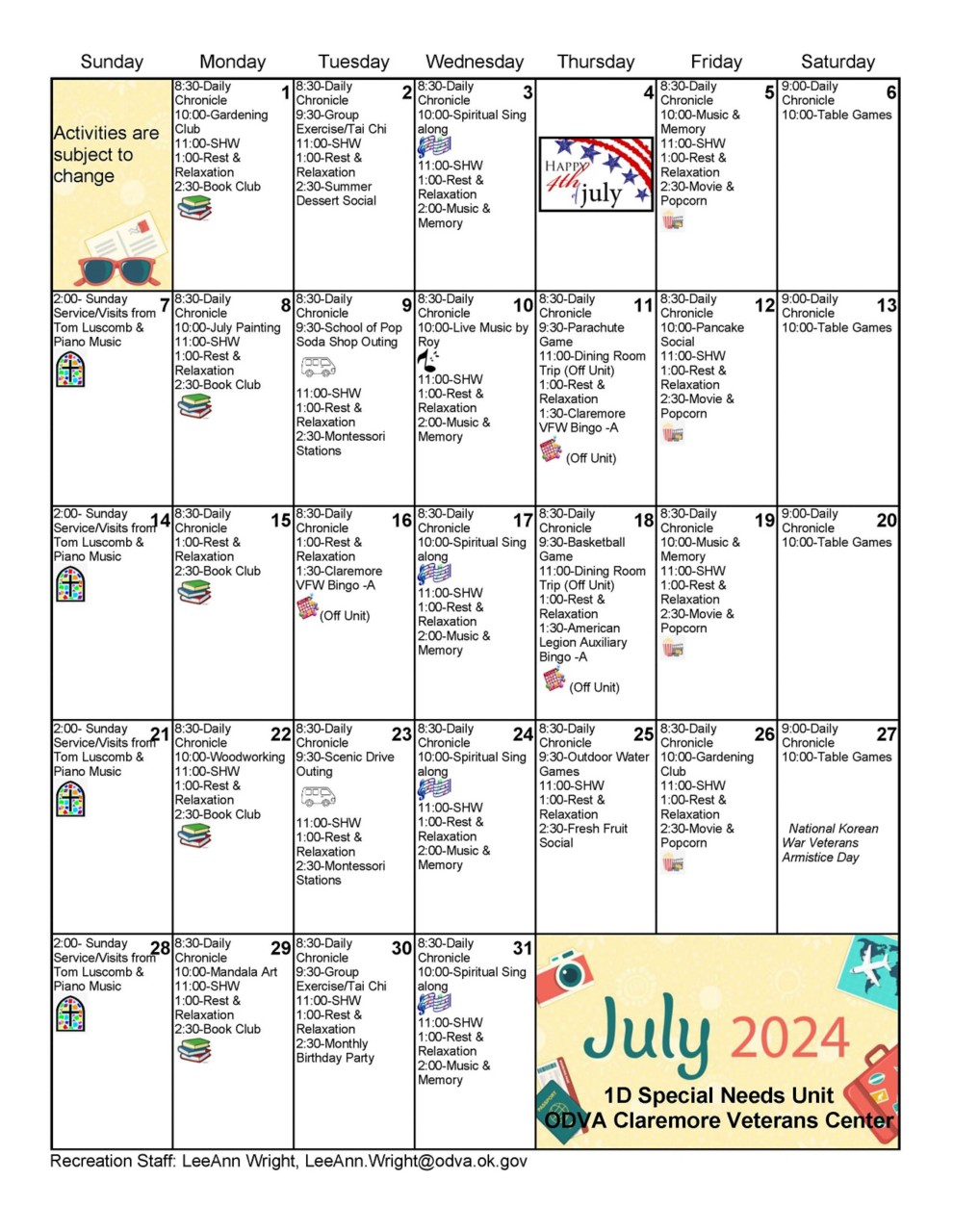 Claremore 1D July 2024 Calendar