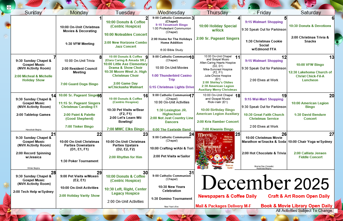 Norman Monthly Calendar