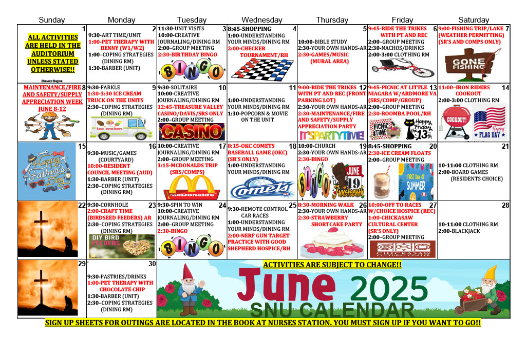 Sulphur SNU June 2025 Calendar